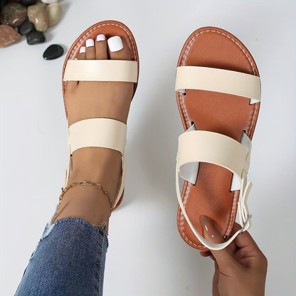 "Dame sandaler med åbne tæer, elegant design, komfortabel, bløde materialer, ideelle til sommer, blå og rød farver."