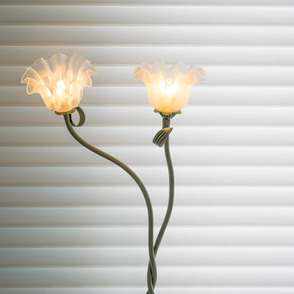 Elegant Blomster Gulvlampe i Mat Grøn
