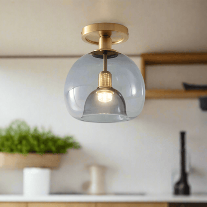 Elegant Grå Glas Loftslampe - 22cm