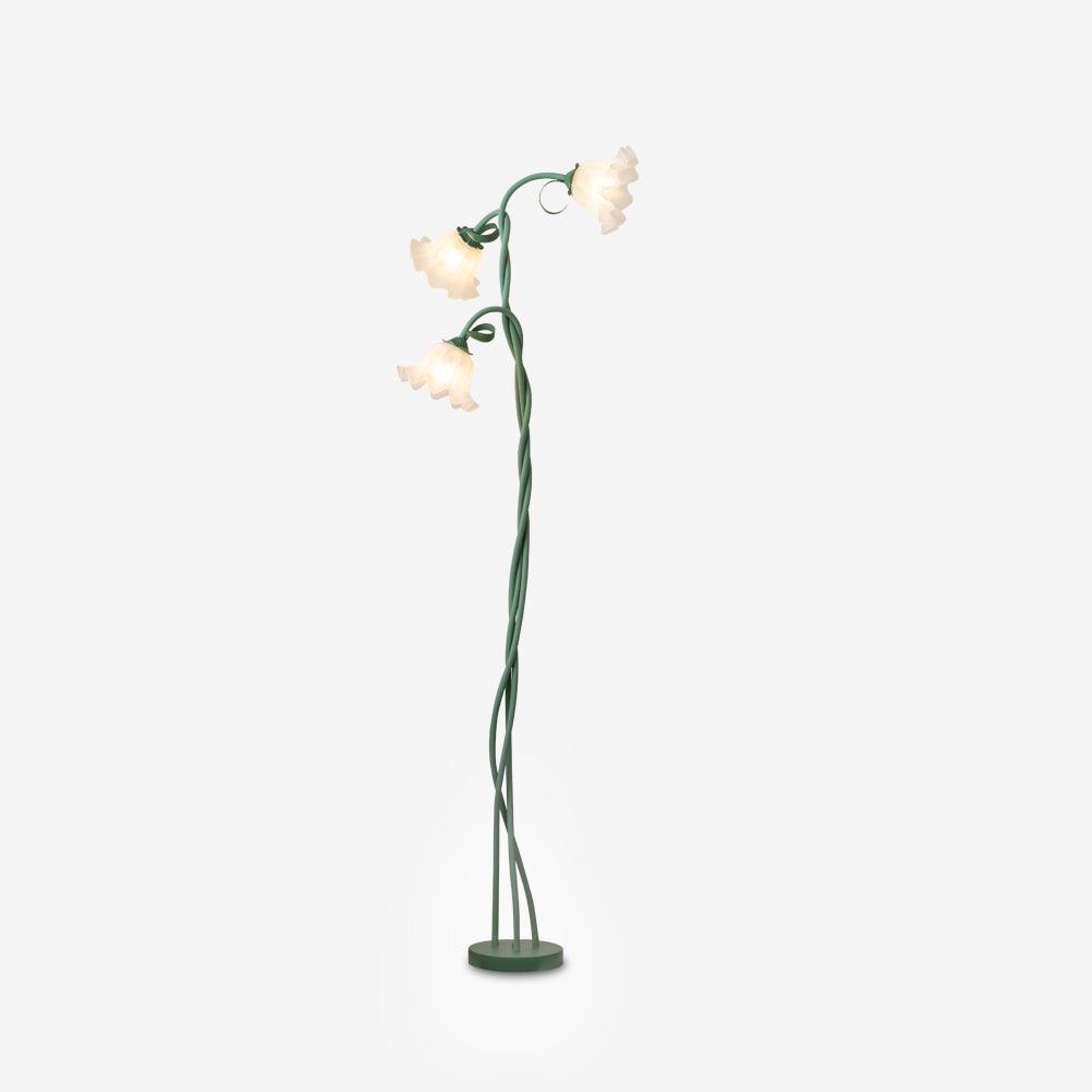 Elegant Blomster Gulvlampe i Mat Grøn