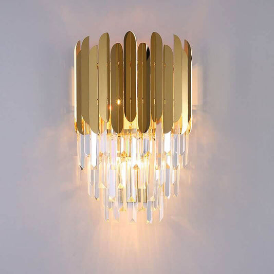 Elegant Mini Lysekrone Væglampe i Glas & Stål