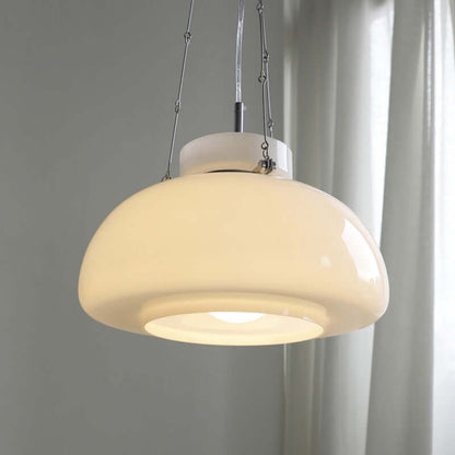 Mælkeagtig Glas Pendellampe - 40cm
