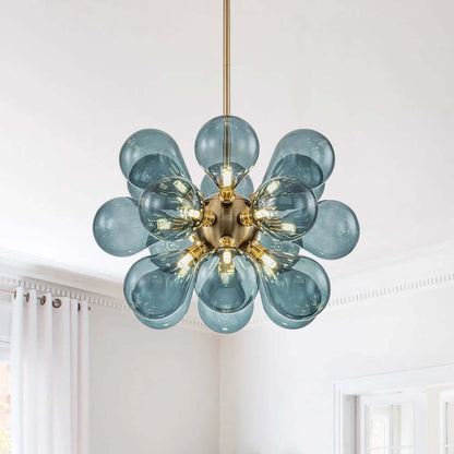 Elegant Blå Boblelysekrone - 65cm