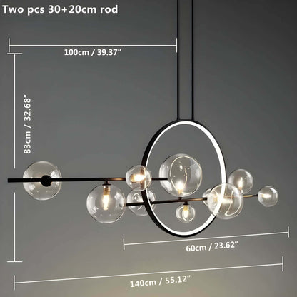 Elegant Lysekrone med Glaskugler | 100/140cm