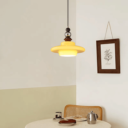 Elegant Beige Glas Pendellampe - Middelalderlig Stil