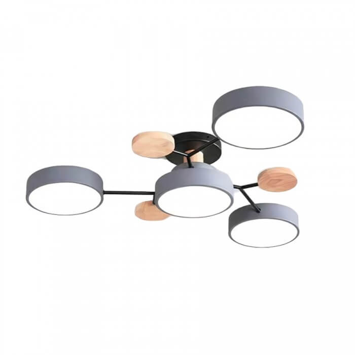 Forgrenet LED-loftslampe i træ og metal
