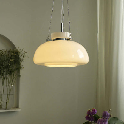 Mælkeagtig Glas Pendellampe - 40cm