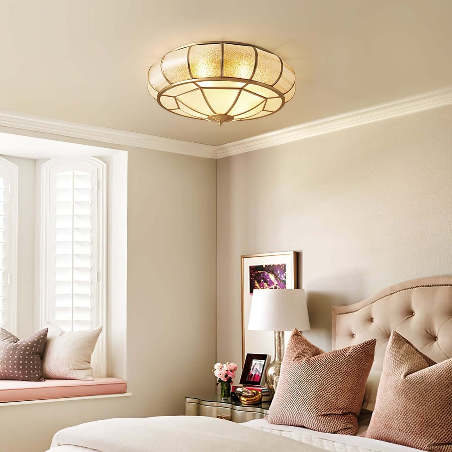 Loftslampe i Tekstureret Glas