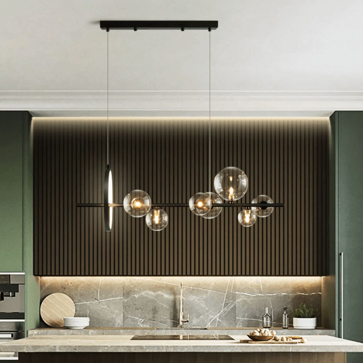 Elegant Boblelysekrone i Glas