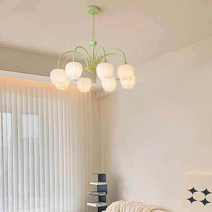 Elegant Matcha Lysekrone i Tulipandesign