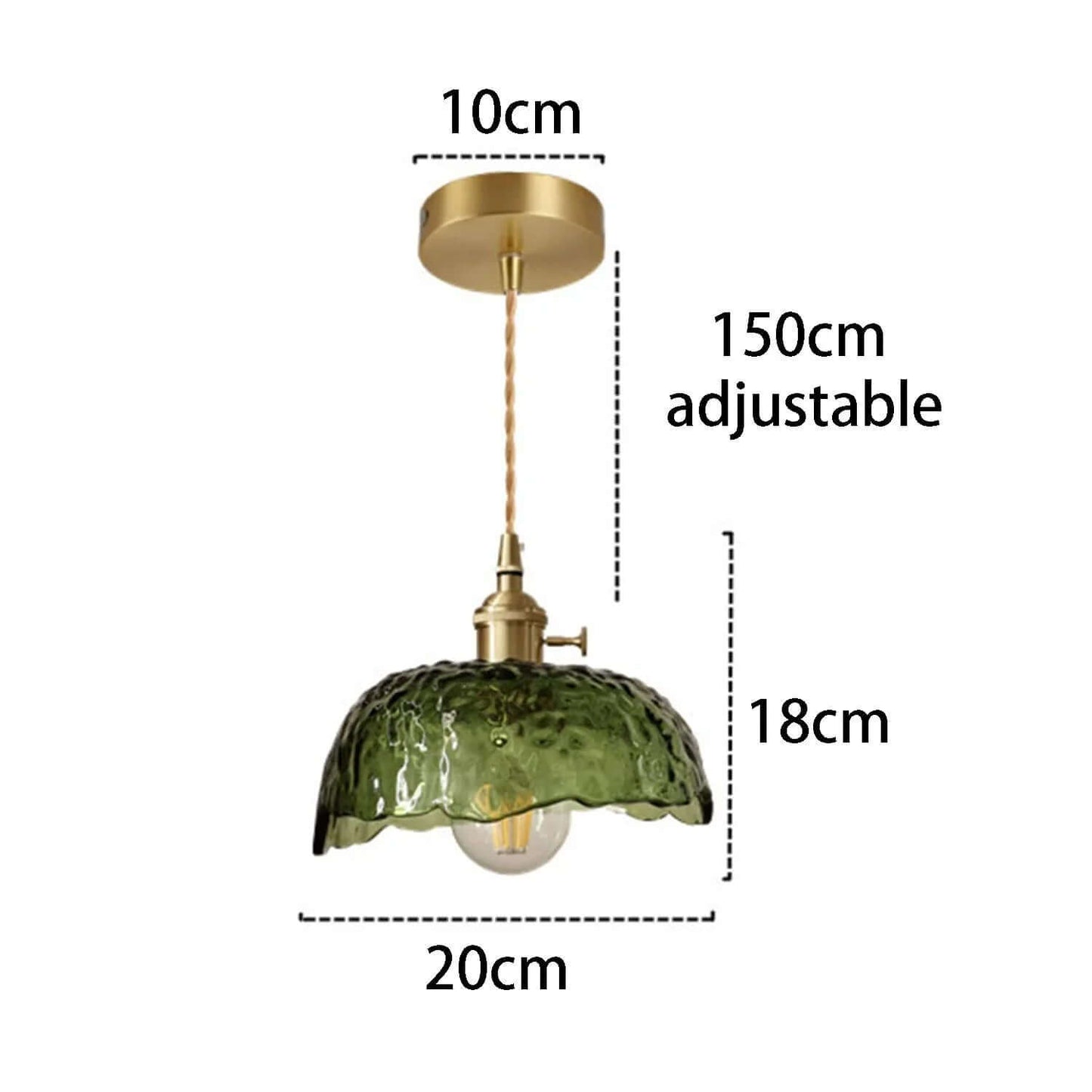 Elegant Messing & Glas Pendel - 20cm