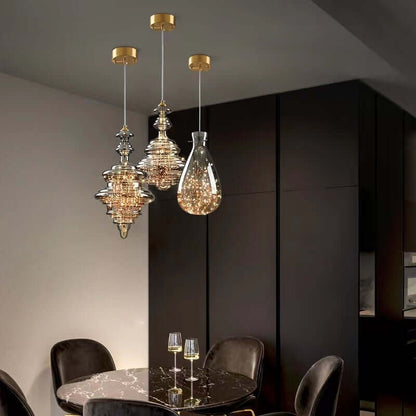 Elegant Pendel i Gråt Glas med Stjernehimmeleffekt