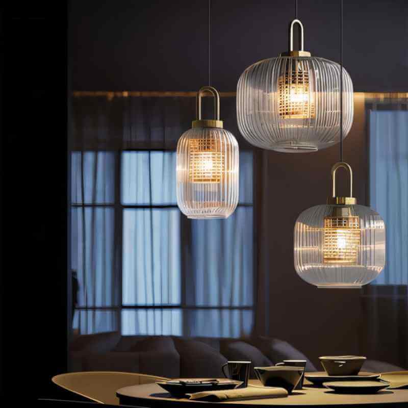 Elegant Stribet Glas Pendellampe