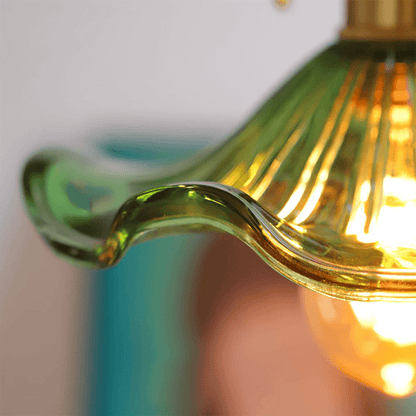Elegant Hibiscus Pendel Lampe i Messing og Glas
