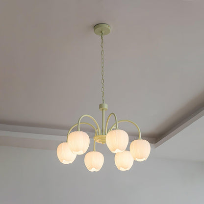 Elegant Matcha Lysekrone i Tulipandesign