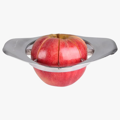 "Effektiv æbleskræller i rustfrit stål til skrælning og skæring af frugt, med holdbart og pladsbesparende design."