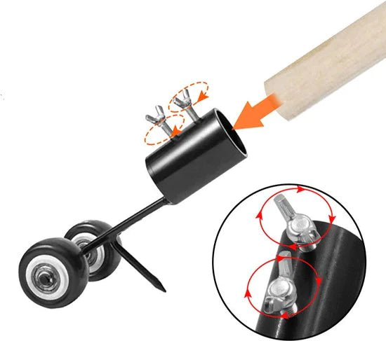 Effektivt ukrudtsværktøj med ergonomisk håndtag, ideelt til havearbejde, fjernelse af genstridigt ukrudt uden kemikalier.