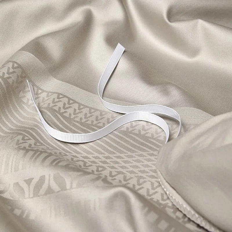 "Elegance Champagne Dynebetræk i luksuriøs egyptisk bomuld, nærbillede viser silkeblød struktur i delikat champagnefarve"