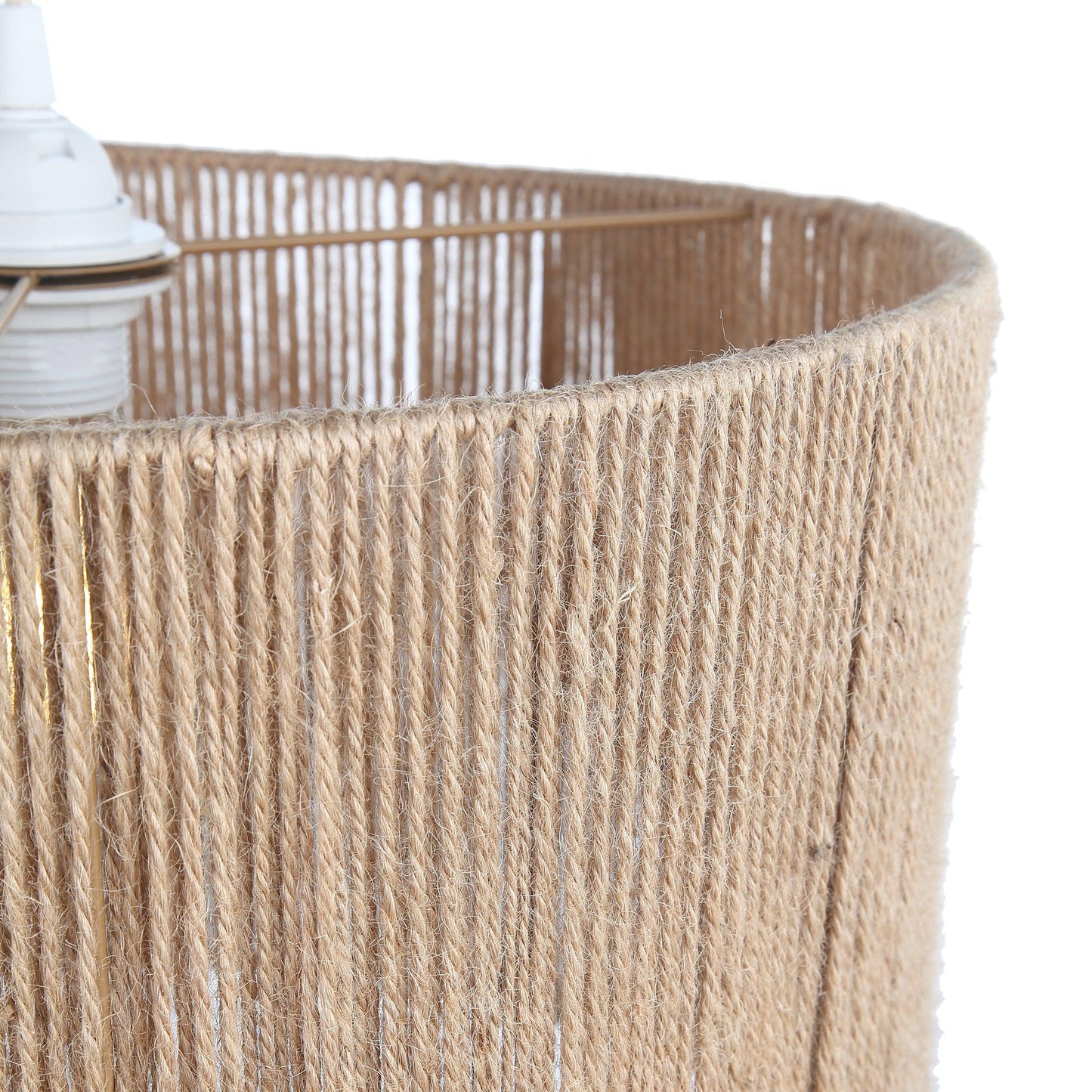 "Elegant beige pendel Ø30 i naturlig jute til indendørs belysning, skaber varm glød og passer i moderne og klassisk indretnin