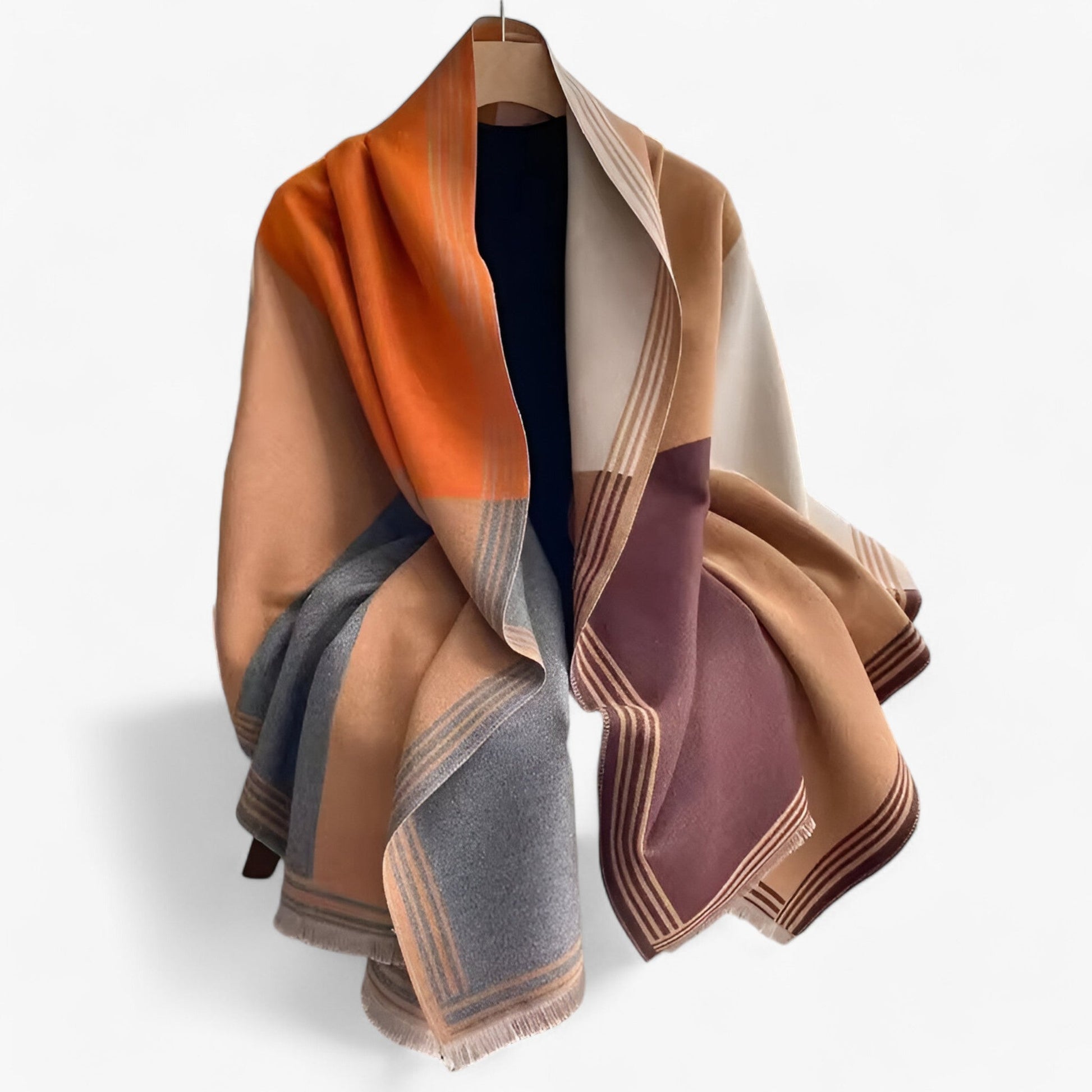 Elegant cashmere tørklæde i blød beige, alsidig størrelse, varm og stilfuld til kvinders garderobe, beskyttelse mod kulde.