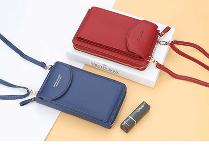 "Elegant crossbody taske i PU-læder med guldfarvede beslag og justerbar rem, ideel til hverdagsbrug og festlige lejligheder."