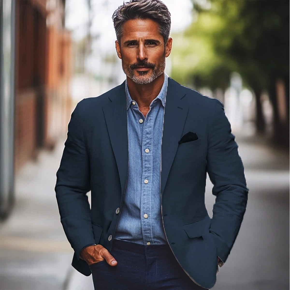 "Elegant herreblazer i tidløst design, passer til formelle og uformelle lejligheder, moderne sort stof"