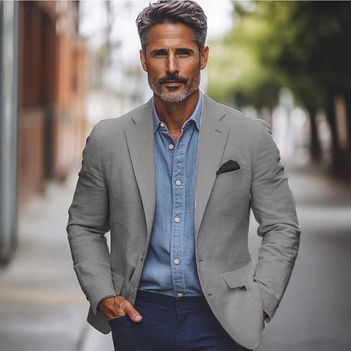 "Elegant herreblazer i tidløst design, passer til formelle og uformelle lejligheder, moderne sort stof"