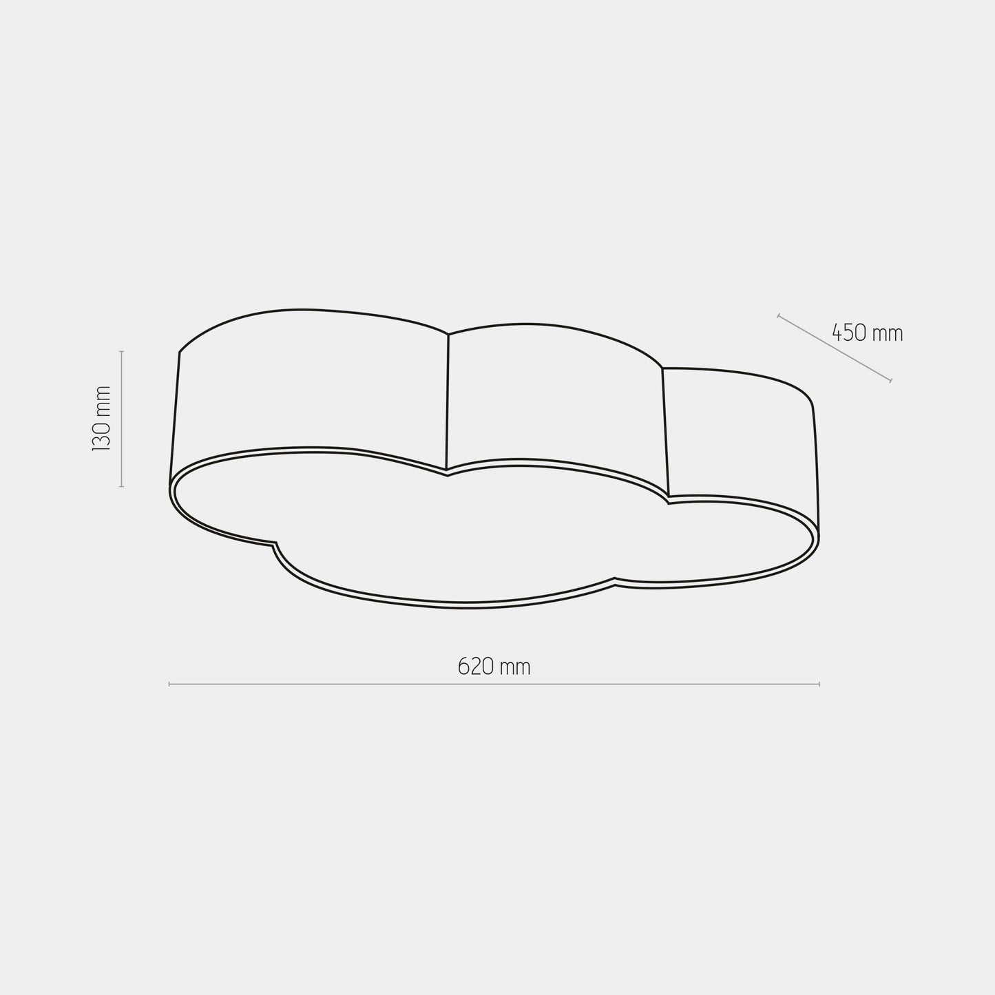 "Elegant hvid cloud plafond Ø62, diffus lys, nem installation, perfekt til børneværelse og stue, dekorativ loftlampe."