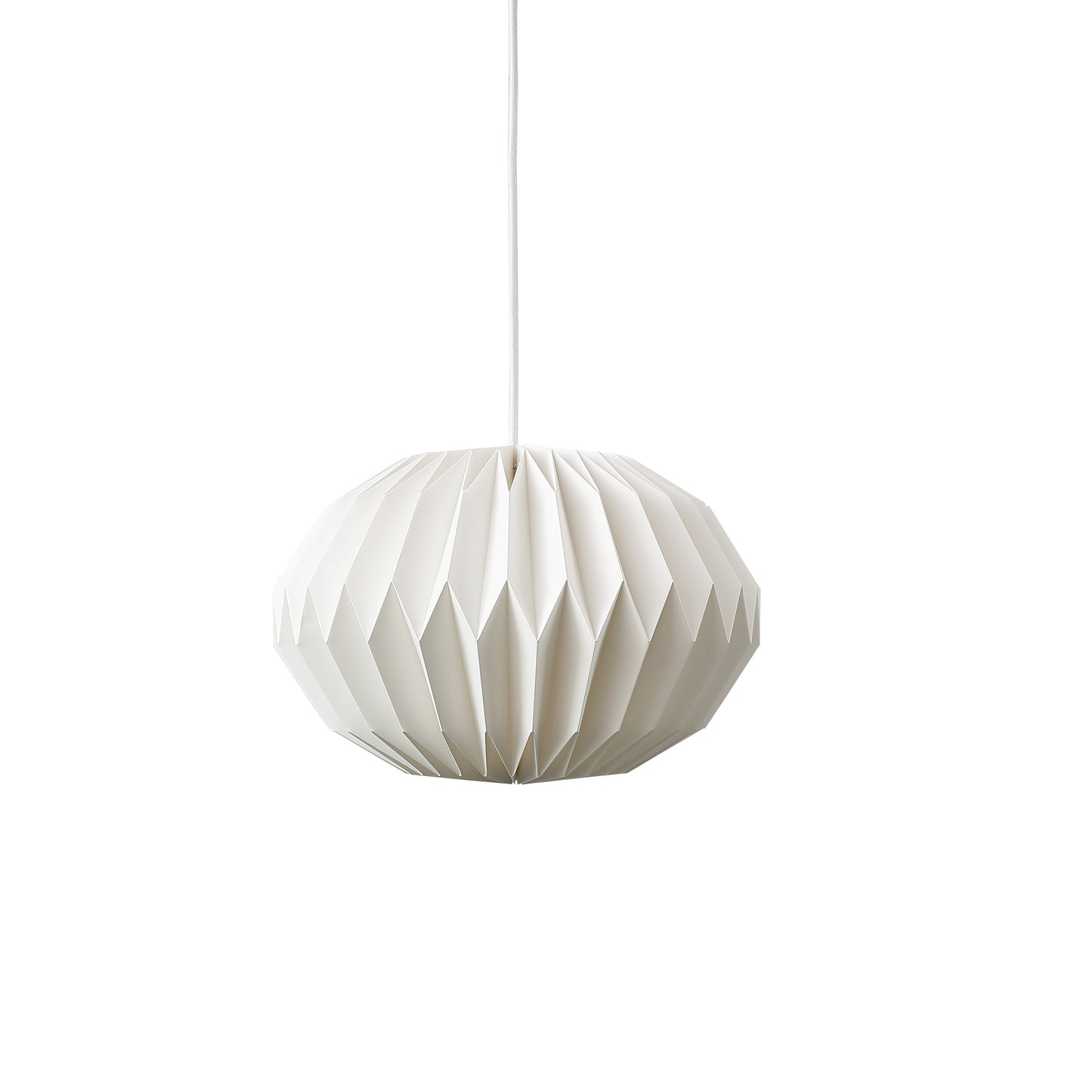 "Elegant hvid Moon Hexagon pendel i akryl med geometrisk design, jævn lysspredning og blød belysning, perfekt til stue."