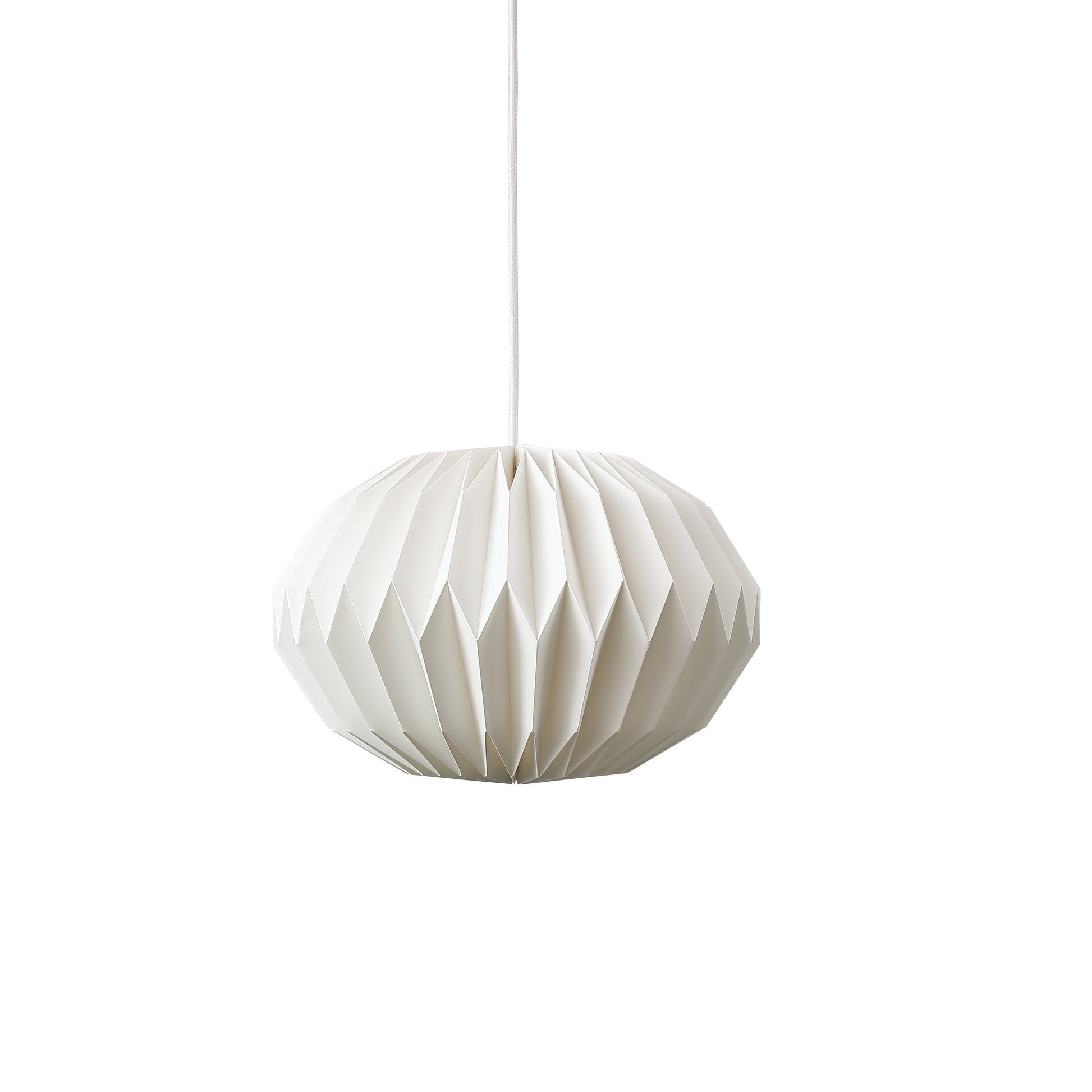 "Elegant hvid Moon Hexagon pendel i akryl med geometrisk design, jævn lysspredning og blød belysning, perfekt til stue."