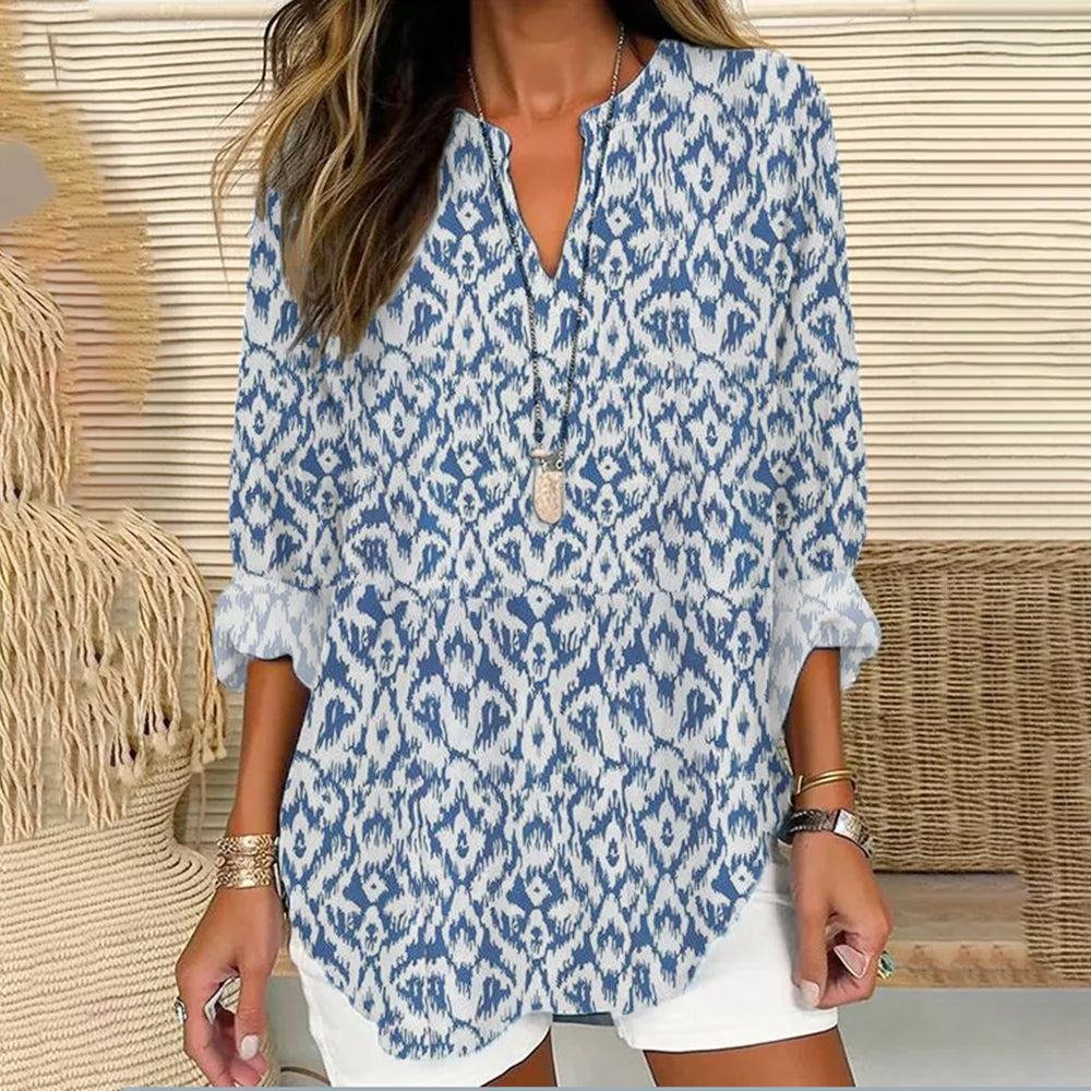 "Elegant langærmet T-shirt med unik Stilla-hals, åndbart polyesterstof, ideel til stilbevidst moderne brug"