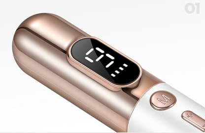 "Elegant plasma-pen til hudfjerning, justerbar intensitet, guld og sølv farver, ergonomisk design, LCD-skærm."