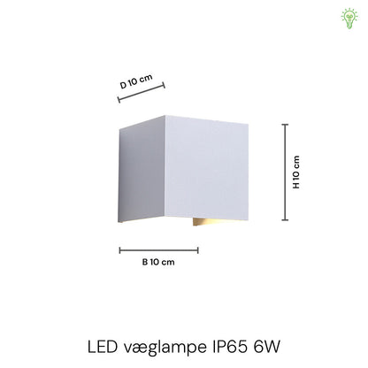 "Elegant sort udendørs LED væglampe, IP65, 6W med justerbar dobbeltlysstråle for facade og terrasse belysning."