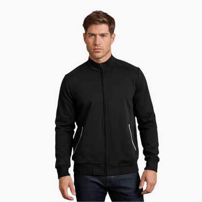 Elegant strikket herrecardigan i sort. Komfortabelt design med glat lukning, ideel til både formelle og afslappede lejlighede