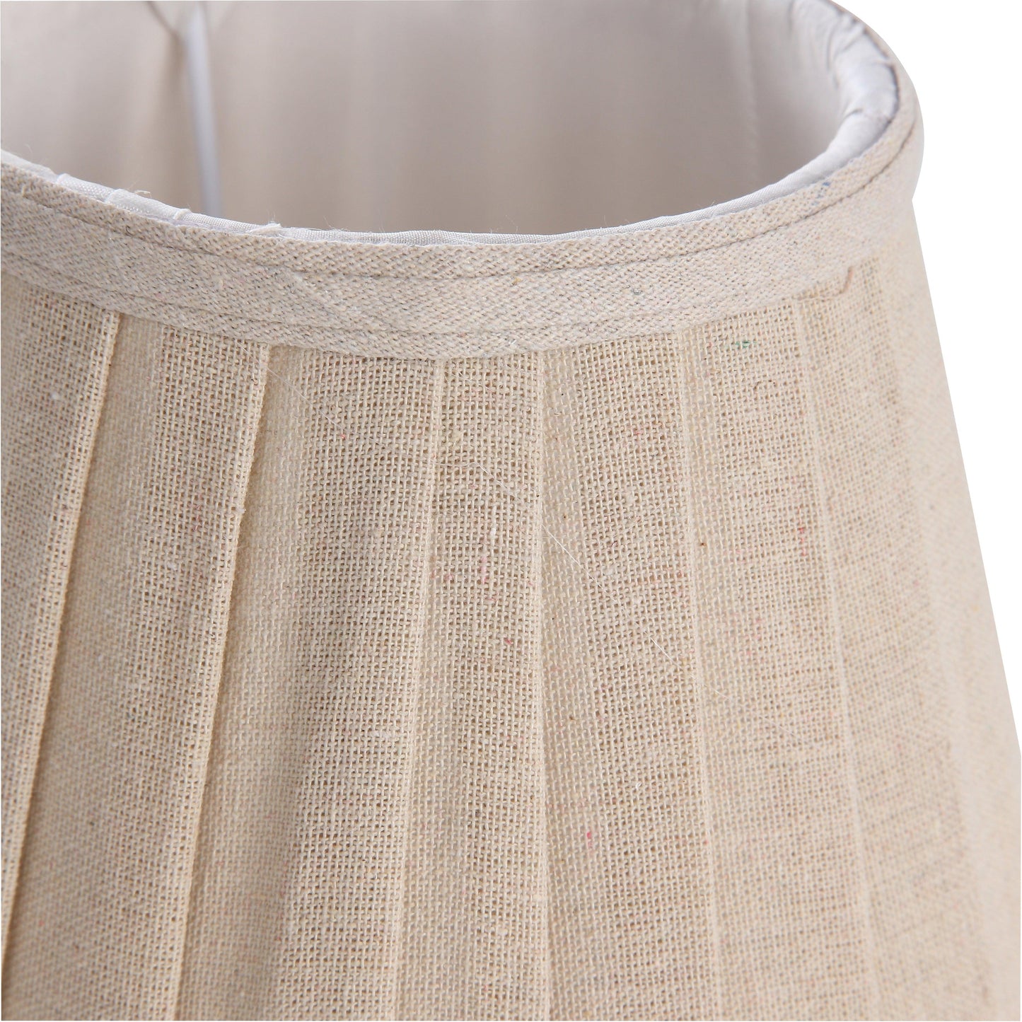 "Elegant trapez lampeskærm i hør, tidløst design, passer til forskellige lamper, optimal lysfordeling, tekstilmateriale."