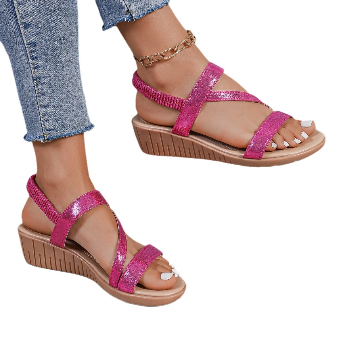 "Elegante damesandaler med flettet remdesign og komfortabel sål til moderne kvinder, perfekte til hverdag og særlige lejlighe