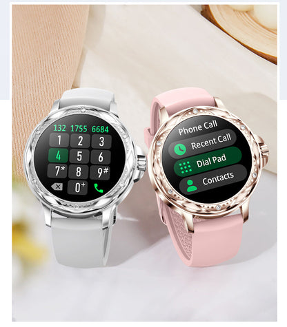 "Elegante smartwatch til kvinder med metalrem, slankt design og touchskærm, perfekt til stilfulde tech-entusiaster."