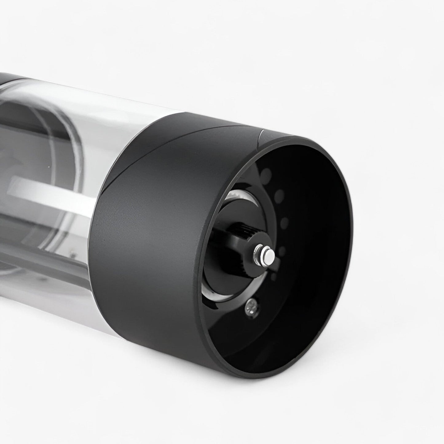 Elektrisk peber- og saltmølle med LED-lys, justerbare hastigheder og elegant design, perfekt til præcision i køkkenet.