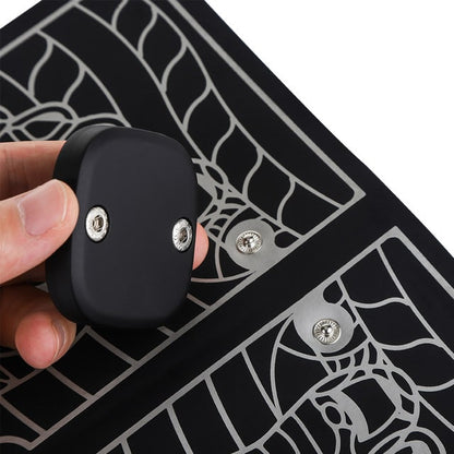 "EMS fodmåtte til muskelstimulation og fodmassage, sort, med blåt mønster, for forbedret blodcirkulation og afslapning."