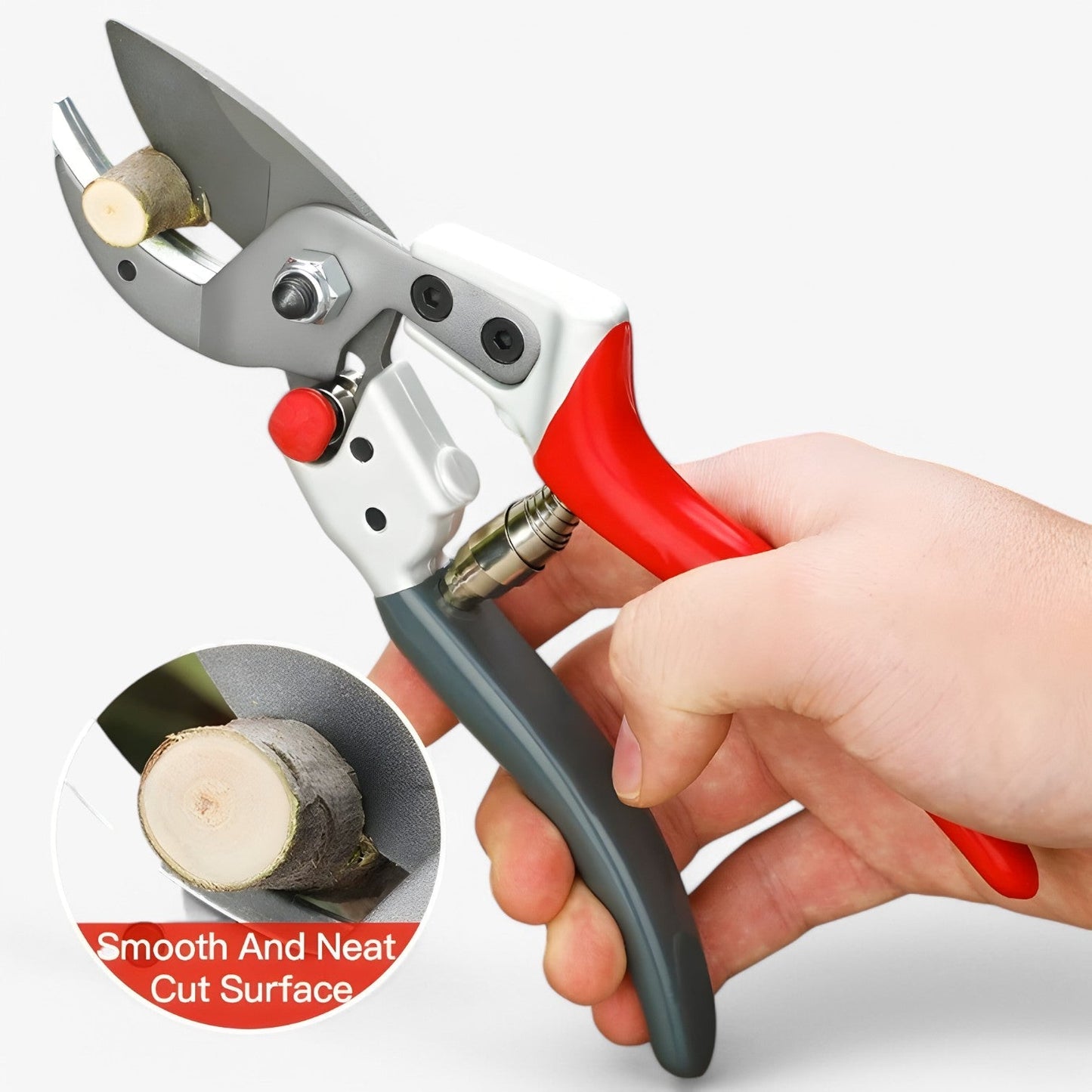 "Ergonomisk beskæresaks med skarpe, rustfrie knive og skridsikre håndtag, ideel til præcis havepleje"