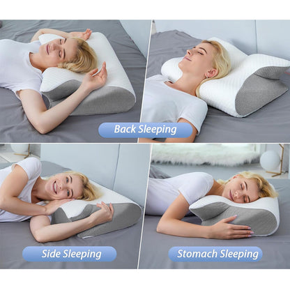 "Ergonomisk ortopedisk pude med anatomisk design, justerbar højde og hypoallergenisk betræk til smertefri søvn."