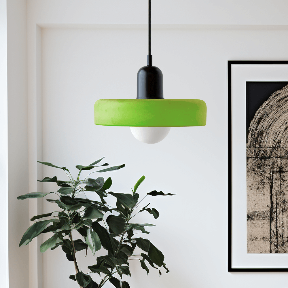 Farvet Glas Pendellampe - Bauhaus Design
