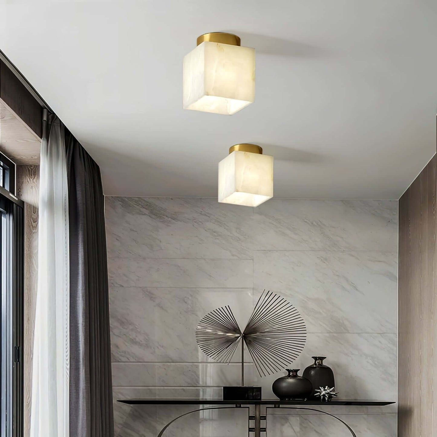 Elegant Alabast Loftslampe - 15cm