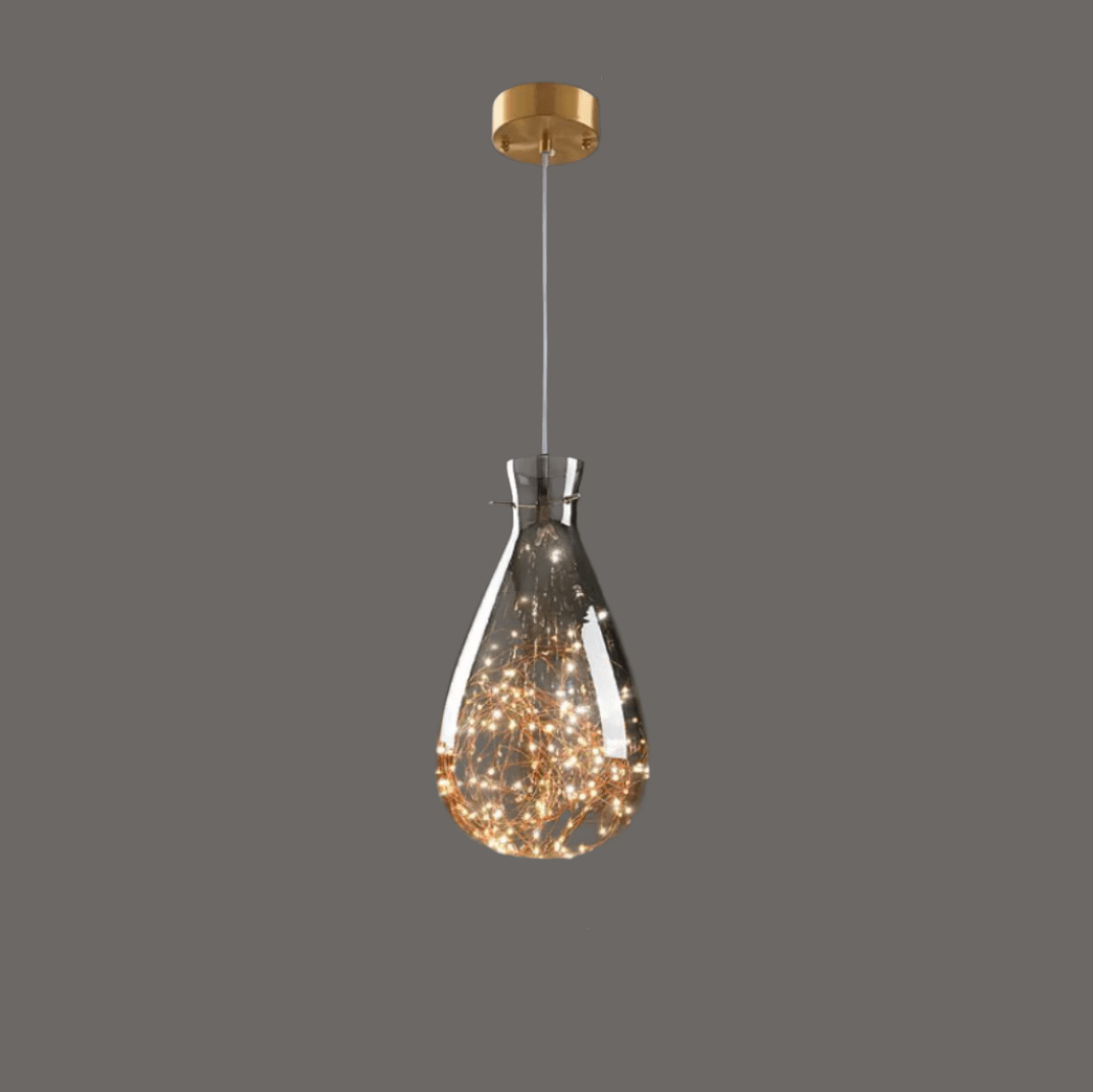 Elegant Pendel i Gråt Glas med Stjernehimmeleffekt