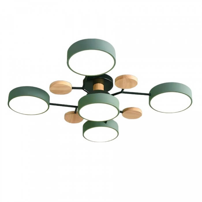 Forgrenet LED-loftslampe i træ og metal