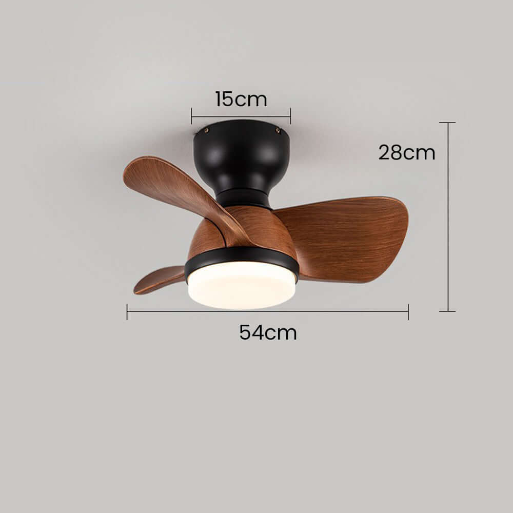 Loftsventilator i træ med LED-lys