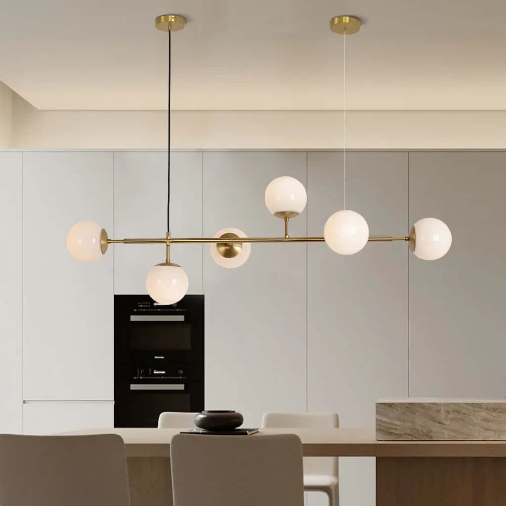 Elegant Kugle Pendel Lampe i Glas & Metal