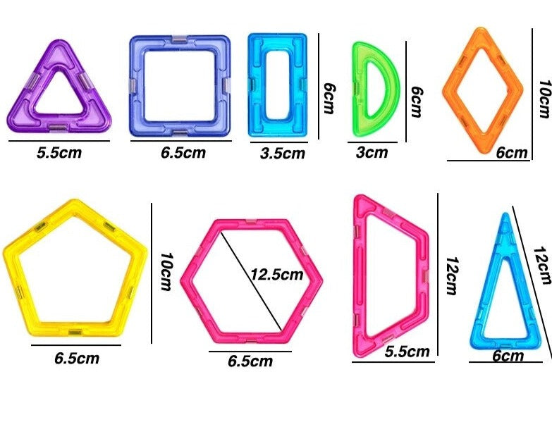 Farverige magnetiske byggeklodser for kreativ leg, forbedrer fantasi og læring, ideel for børn fra 3 år og opefter.