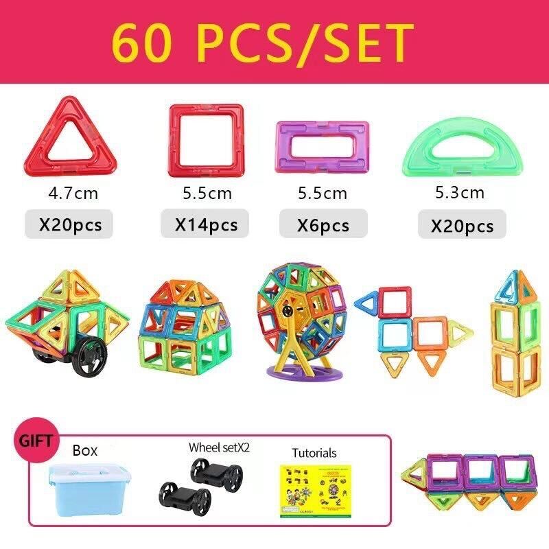 Farverige magnetiske byggeklodser for kreativ leg, forbedrer fantasi og læring, ideel for børn fra 3 år og opefter.