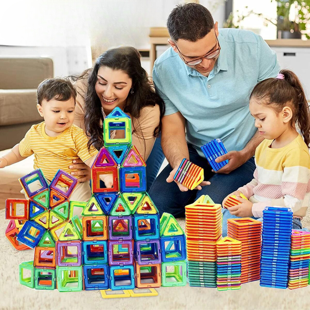 "Farverige magnetiske byggeklodser til børn, pædagogisk legetøj, fremmer læring og kreativitet, sikker for leg."